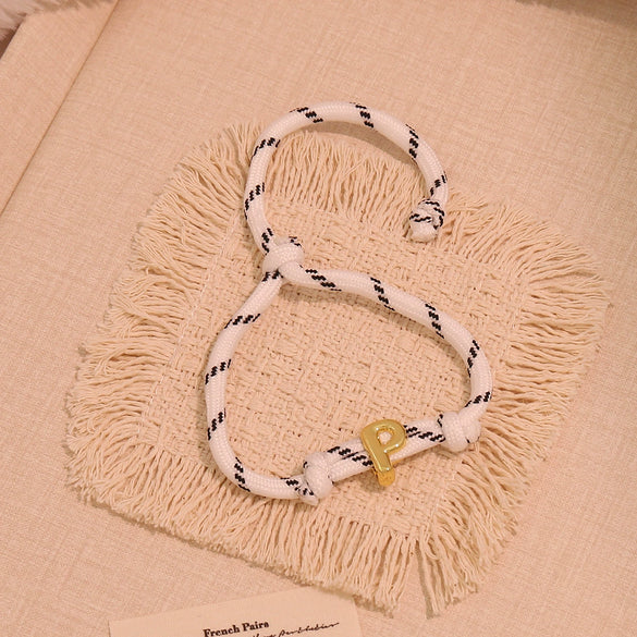 Wholesale Women's Personality Letter Number Text Real Gold Plated Environmentally Friendly Goldplated Copper Braided Bracelet Hand Jewelry