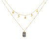 Wholesale Women's Personality Star Moon Double Chain Necklace In Stainless Steel With Geometric Design And Dripping Oil Treatment
