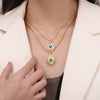 Wholesale Women's Personalized Geometric Devil's Eye Pendant Necklace With Diamondembedded Design Electroplated Copper And Titanium Steel Clavicle Chain Jewelry