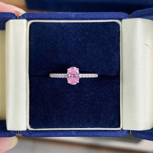 Wholesale Women's Pigeon Egg Ring S925 Sterling Silver Geometric Electroplating Purple Diamond