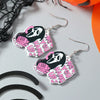 Wholesale Women's Pink Acrylic Ghost Letter Earrings With Geometric Pattern Fashion Creative Uninlaid