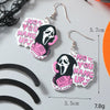 Wholesale Women's Pink Acrylic Ghost Letter Earrings With Geometric Pattern Fashion Creative Uninlaid