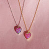 Wholesale Women's Pink Heart Opal Natural Stone Mixed Gemstone Inlay Copper Necklace With Diamond Design And Geometric Style