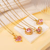 Wholesale Women's Pink Love Sweet Copper Zircon Heart Pendant Necklace With Electroplating And O Word Chain In Light Luxury Style