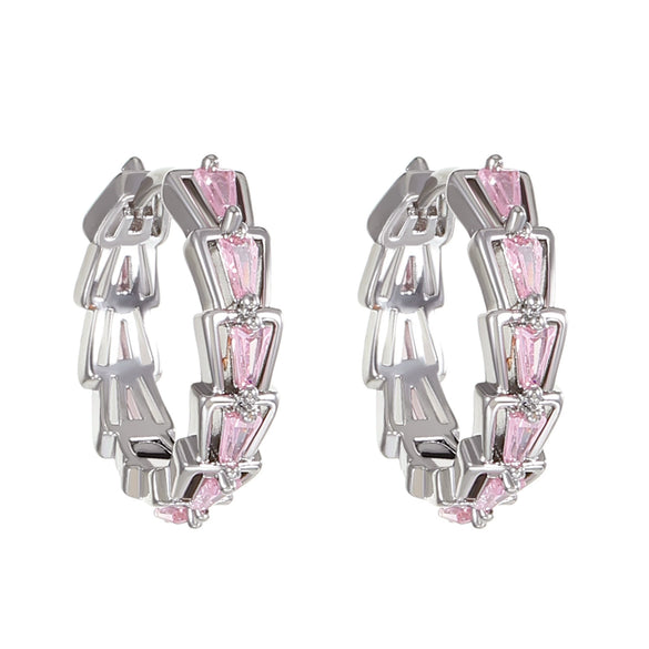 Wholesale Women's Pink Zircon Geometric Copper Earrings
