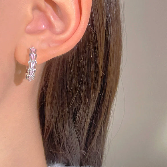 Wholesale Women's Pink Zircon Geometric Copper Earrings