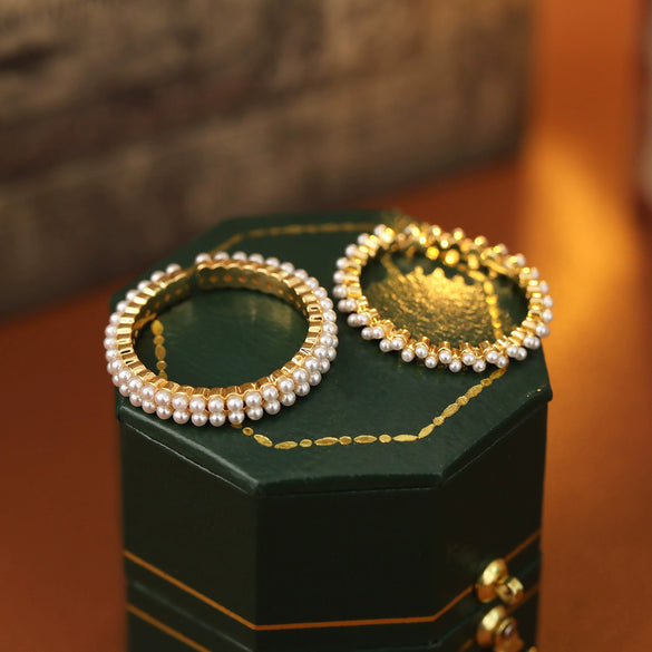 Wholesale Women's Plain Pearl Ring Copper Geometric Electroplating Style
