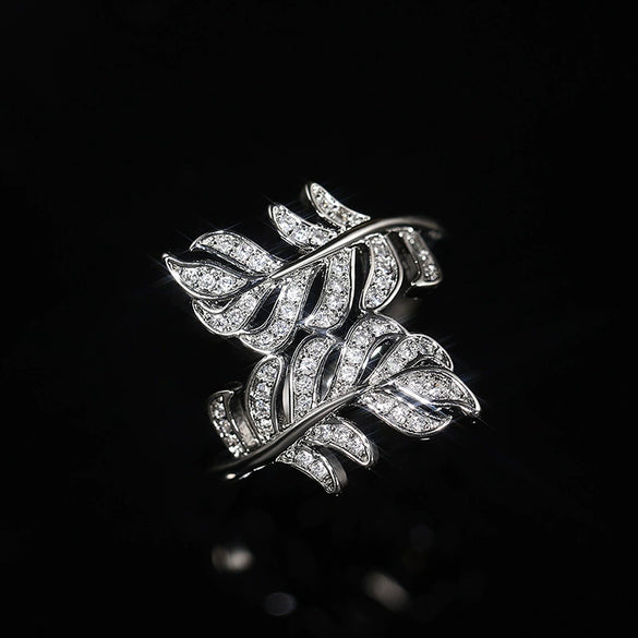 Wholesale Women's Plant Flower Leaf Style Copper Ring With Zircon