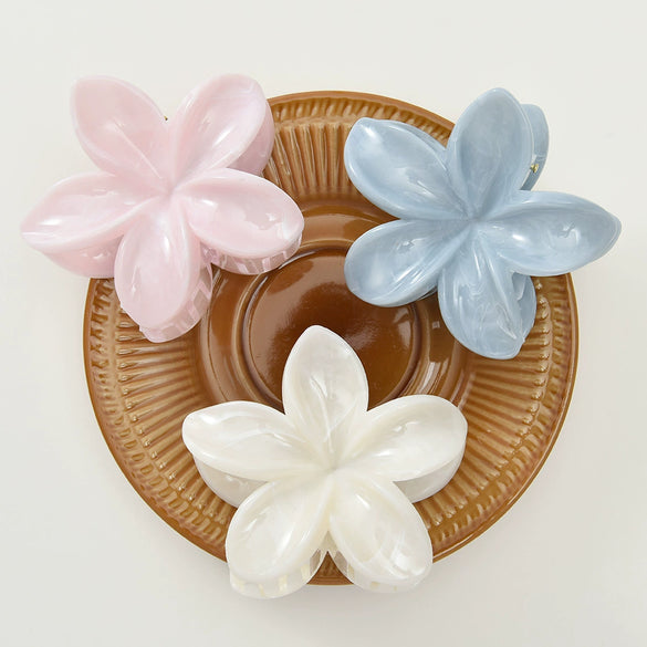 Wholesale Women's Plastic And Resin Hair Gripper Set With Marble Pattern And Egg Flower Design Baking Paint Process