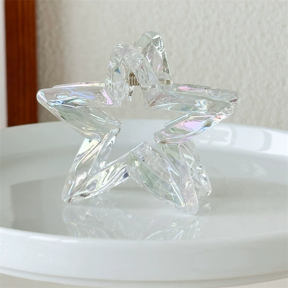 Wholesale Women's Plastic And Resin Laser Hollow Star Hair Claw Clip Simple Style Seiko Design