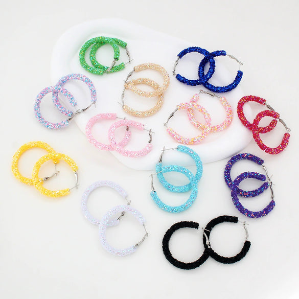 Wholesale Women's Plastic Iron Geometric Exaggerated Circle Earrings With Sequins And Electroplating