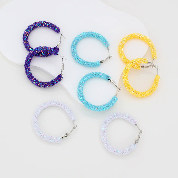 Wholesale Women's Plastic Iron Geometric Exaggerated Circle Earrings With Sequins And Electroplating