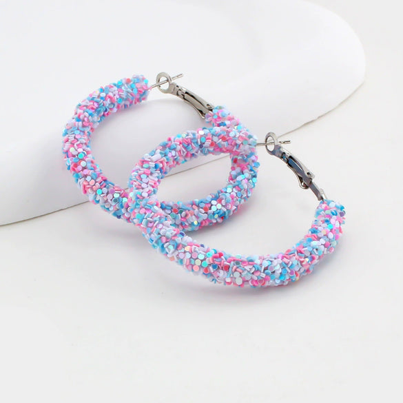 Wholesale Women's Plastic Iron Geometric Exaggerated Circle Earrings With Sequins And Electroplating