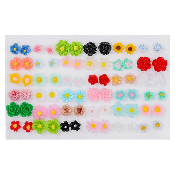 Wholesale Women's Plastic Resin Flower Earrings Set With Electroplating And Original Design