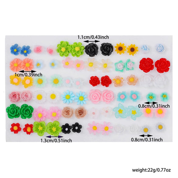 Wholesale Women's Plastic Resin Flower Earrings Set With Electroplating And Original Design