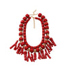 Wholesale Women's Plastic Resin Geometric Hand Knit Multi Layer Necklace With Mixed Gemstone Pendant And Regular Chain In Plants Flowers Style