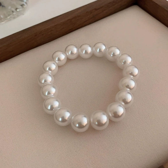 Wholesale Women's Plastic Resin Geometric Handmade Pearl Elastic Bracelet