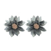 Wholesale Women's Plastic Resin Hand Knitted Flower Multilayered Exaggerated Earrings