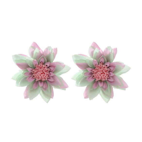 Wholesale Women's Plastic Resin Hand Knitted Flower Multilayered Exaggerated Earrings