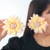 Wholesale Women's Plastic Resin Hand Knitted Flower Multilayered Exaggerated Earrings