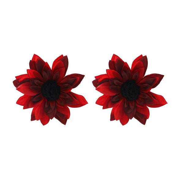 Wholesale Women's Plastic Resin Hand Knitted Flower Multilayered Exaggerated Earrings
