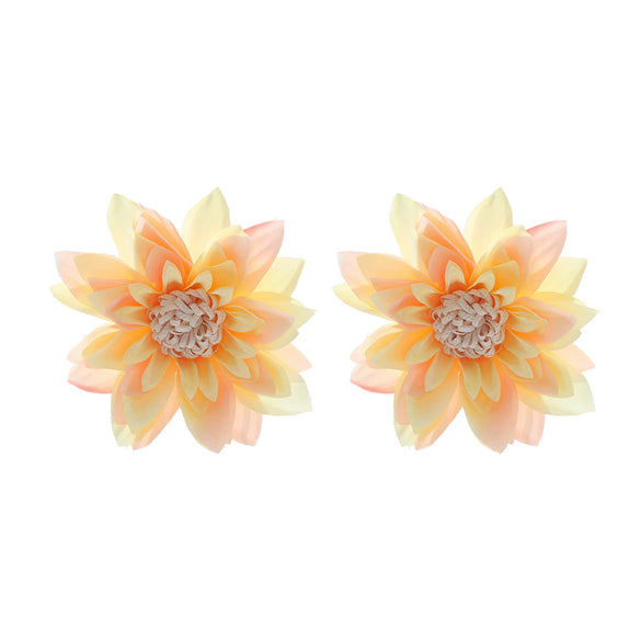 Wholesale Women's Plastic Resin Hand Knitted Flower Multilayered Exaggerated Earrings