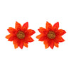 Wholesale Women's Plastic Resin Hand Knitted Flower Multilayered Exaggerated Earrings