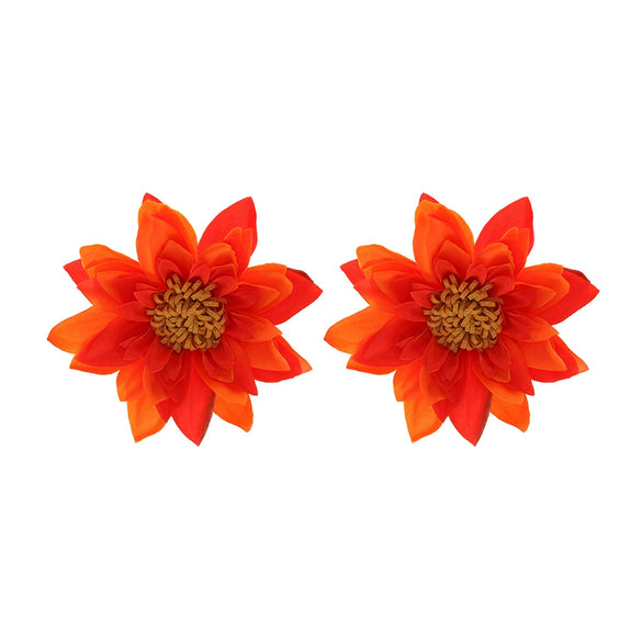 Wholesale Women's Plastic Resin Hand Knitted Flower Multilayered Exaggerated Earrings