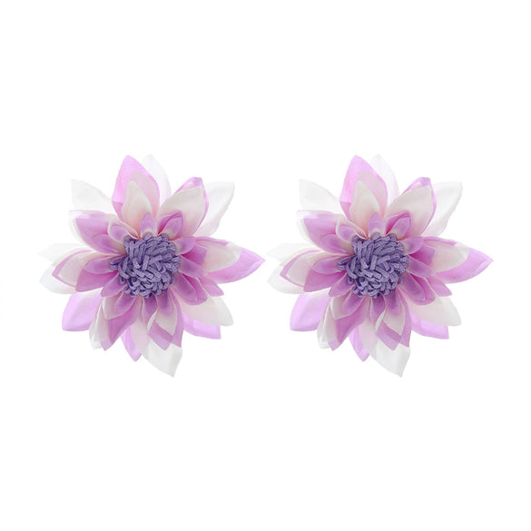 Wholesale Women's Plastic Resin Hand Knitted Flower Multilayered Exaggerated Earrings