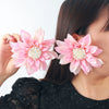 Wholesale Women's Plastic Resin Hand Knitted Flower Multilayered Exaggerated Earrings