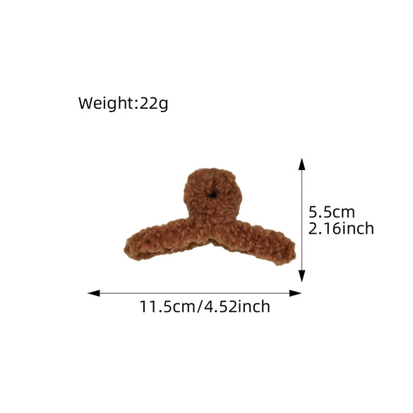 Wholesale Women's Plastic Resin Handmade Geometric Plush Hair Grip Clip For Autumn And Winter
