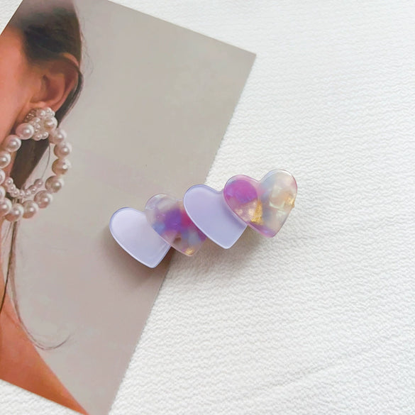 Wholesale Women's Plastic Resin Handmade Lovely Heart Shape Hairpin Top Clip Duckbill Clip Side Clip