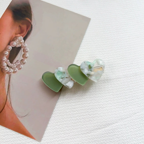 Wholesale Women's Plastic Resin Handmade Lovely Heart Shape Hairpin Top Clip Duckbill Clip Side Clip