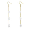 Wholesale Women's Plated Brass Fresh Water Pearl Drop Earrings With Geometric Pattern And Tassel Style
