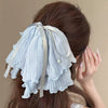 Wholesale Women's Pleated Fabric Pearl Bow Doublelayer Oversized Handmade Mixed Materials Hair Tie Sweet Style Hair Accessory