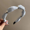 Wholesale Women's Pleated Fabric Pearl Bow Doublelayer Oversized Handmade Mixed Materials Hair Tie Sweet Style Hair Accessory