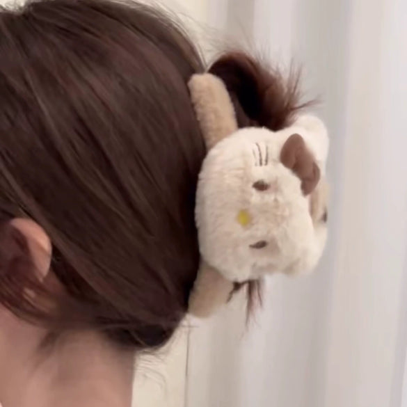 Wholesale Women's Plush Handmade Animal Style Doublesided Kt Bow Shark Hairpin Hair Accessories