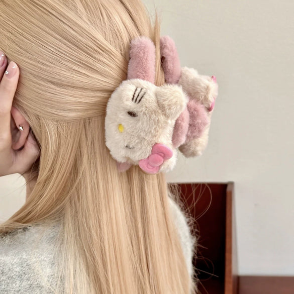 Wholesale Women's Plush Handmade Animal Style Doublesided Kt Bow Shark Hairpin Hair Accessories