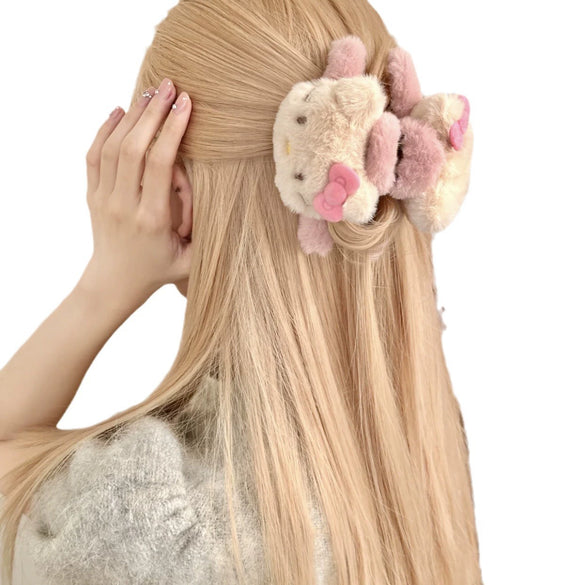 Wholesale Women's Plush Handmade Animal Style Doublesided Kt Bow Shark Hairpin Hair Accessories