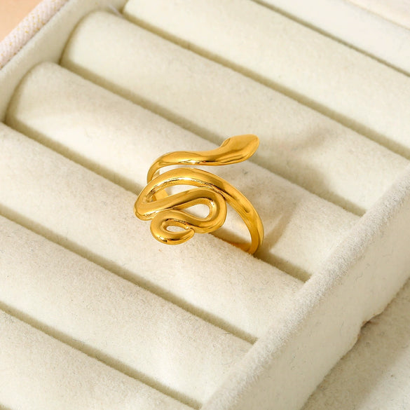 Wholesale Women's Pop Style Stainless Steel Electroplated Snakeshaped Open Ring Jewelry