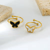 Wholesale Women's Popular Butterfly Insect Stainless Steel 18K Gold Electroplated Open Ring Highend Jewelry Accessory