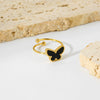 Wholesale Women's Popular Butterfly Insect Stainless Steel 18K Gold Electroplated Open Ring Highend Jewelry Accessory