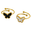 Wholesale Women's Popular Butterfly Insect Stainless Steel 18K Gold Electroplated Open Ring Highend Jewelry Accessory