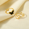 Wholesale Women's Popular Butterfly Insect Stainless Steel 18K Gold Electroplated Open Ring Highend Jewelry Accessory