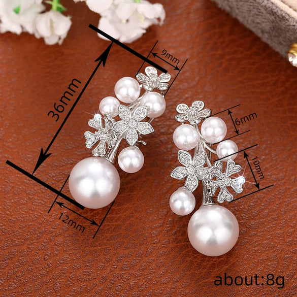 Wholesale Women's Princess Style Copper Earrings With Flower And Geometric Pattern