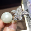 Wholesale Women's Princess Style Copper Ring Set With Artificial Pearls Geometric Starfish Design