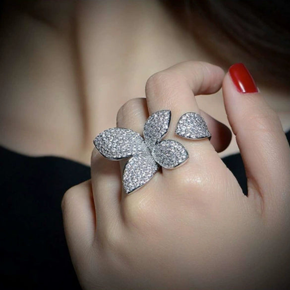 Wholesale Women's Princess Style Copper Ring Set With Diamonds Featuring Animal And Flower Patterns