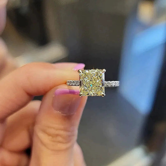 Wholesale Women's Princess Style Geometric Copper Ring Jewelry With Zircon