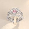 Wholesale Women's Princess Style Geometric Copper Ring Threepiece Set With Pink Zirconia