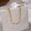 Wholesale Women's Princess Style Geometric Stainless Steel 18K Gold Plated Flat Snake Chain Doublelayer Pearl Bracelet Jewelry Accessory